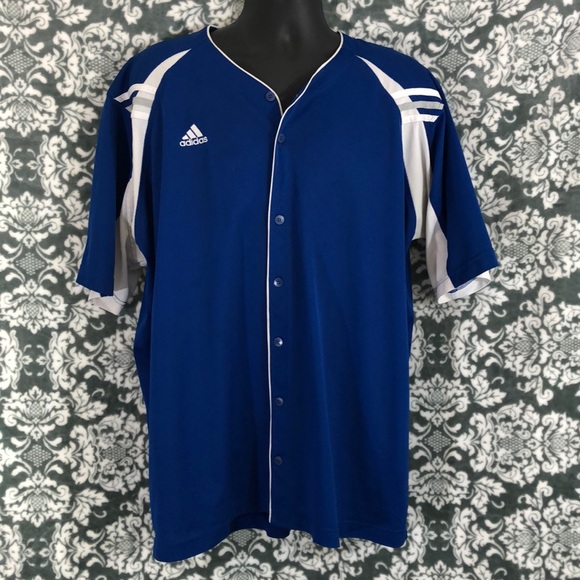 adidas Other - Adidas Blue and White Jersey Button Up Size 2x